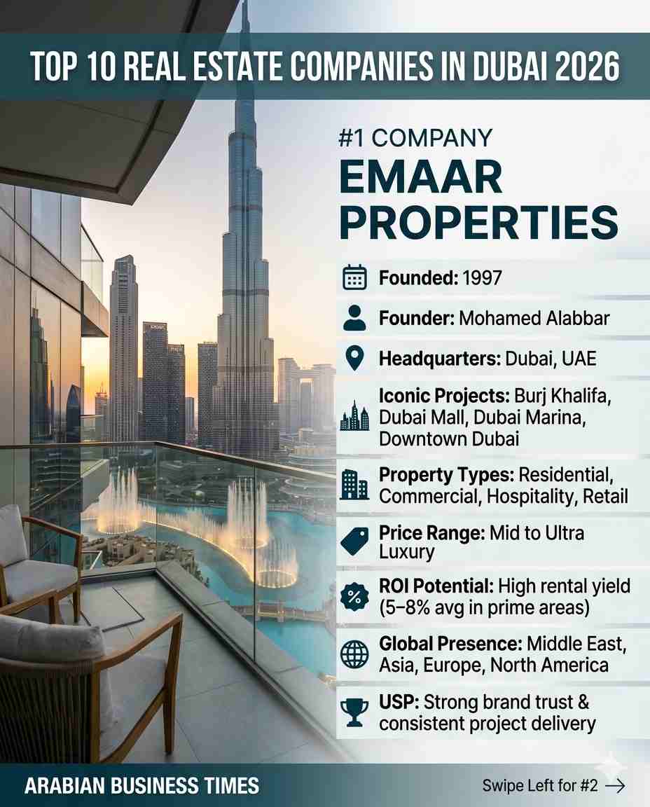 Top 10 Real Estate Companies in Dubai 2026 3 1. Emaar Properties