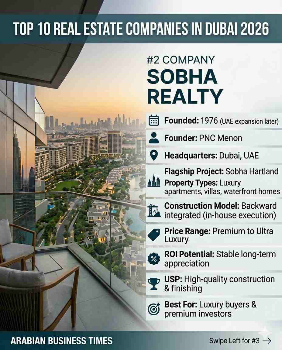 Top 10 Real Estate Companies in Dubai 2026 4 2. Sobha Realty