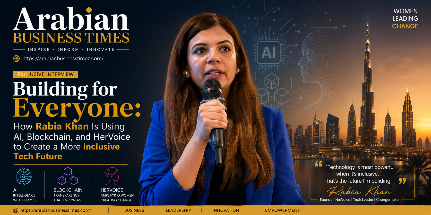 Building for Everyone: How Rabia Khan Is Using AI, Blockchain, and HerVoice to Create a More Inclusive Tech Future