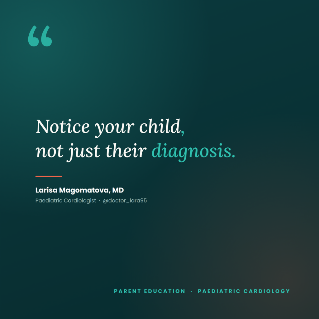 Pull Quote — right after that list, where the text says "If one piece of advice had to stand above the rest, it would be this: notice your child, not just their diagnosis." Works well as a visual pause before the final "Why This Matters Beyond One Family" section — or alternatively at the very end, just before "About the Author," as a closing note.